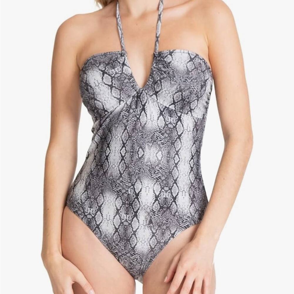 RACHEL Roy Snakeskin Ruched Halter One Piece XS